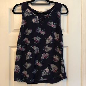 Stitchfix Navy Blue 41 Hawthorn Floral Tank